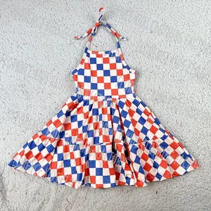 DH ODM Boutique 4 Of July Independence Day Fashion Toddler Halter Twirl Dress Girls Summer Dresses