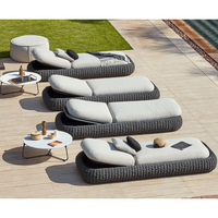 Bain de Soleil de Luxe Moderne et Classique pour Hôtels Cadre en Aluminium Terrasse de Villa Rotin Extérieur Pliant Chaise Longue de Jardin Piscine Parc