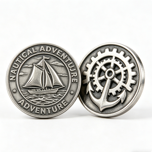 เหรียญที่ระลึกการผจญภัยทางทะเลแบบกำหนดเอง เหรียญโลหะผสมสังกะสีสองด้านสีเงินโบราณ ของสะสมสำหรับการเดินเรือ ต้อนรับปีใหม่ - Product Image 1