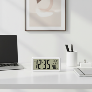 Sveglia Digitale Intelligente e Semplice, Mini Orologio Elettronico da Tavolo LCD Sottile con Temperatura/Umidità, Alimentato a Batteria, da Scrivania/Parete - Product Image 3