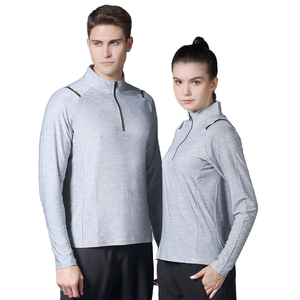 Camisetas Deportivas de Manga Larga con Media Cremallera, Tejidas, de Secado Rápido, Estilo Deportivo, Diseño en Blanco con Logotipo Personalizado, Venta al Por Mayor - Product Image 1