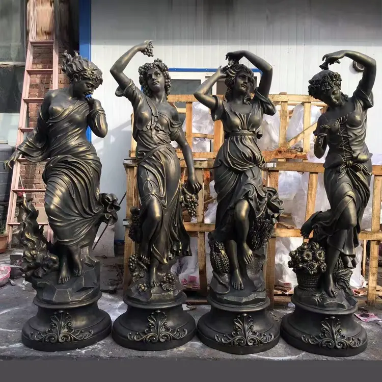 Antika renk yaşam boyutu fiberglas şekil heykel dört mevsim tanrıça heykelleri