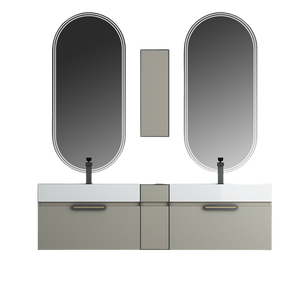 Meubles de salle de bain modernes en bois, armoire étanche, meuble-lavabo flottant double de 60 pouces avec plateau - Product Image 1