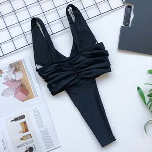 YWLG76353, gran oferta, traje de baño plisado de una pieza para mujer, traje de baño personalizado con <span class=keywords><strong>escote</strong></span> en <span class=keywords><strong>V</strong></span> <span class=keywords><strong>profundo</strong></span> Sexy para niñas, traje de baño brasileño - Product Image 6