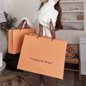 Vendite calde di alta qualità abbigliamento Shopping di lusso su misura lamina d'oro nastri Organza gioielli sacchetti di carta con il proprio Logo - Product Image 2