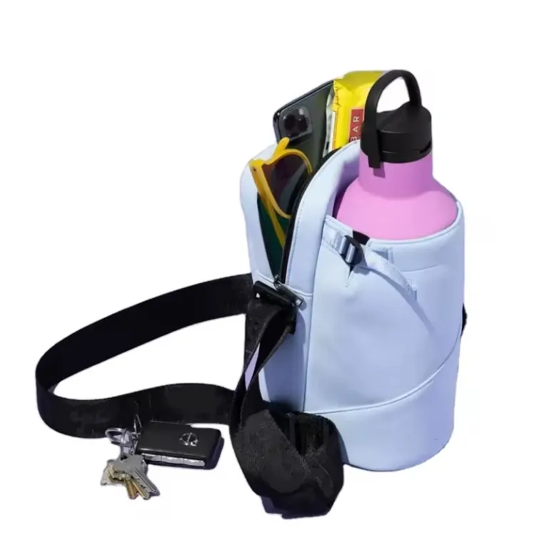 Soğutucu çanta için tek kollu çanta kayış ile yalıtımlı su şişesi taşıyıcı telefon cebi yürüyüş batonu su şişesi kol