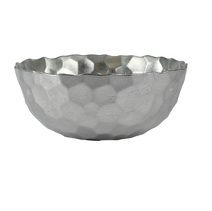 Centro de mesa de diseño martillado, cuenco decorativo de Metal para servir alimentos, mesa de cena, cuenco de frutas con acabado plateado de exportador indio - Product Image 1