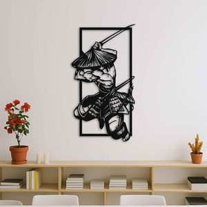 Sculpture murale en métal samouraï avec épée katana, sculpture suspendue moderne <span class=keywords><strong>d</strong></span>'inspiration asiatique pour la <span class=keywords><strong>décoration</strong></span> militaire de la maison - Product Image 3