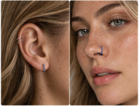 Anneau de piercing articulé en titane ASTM F136 plaqué or 18 carats avec zircon, pour septum, hélix ou cartilage d'oreille, calibre 16G