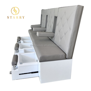 Silla de <span class=keywords><strong>pedicura</strong></span> cómoda personalizable de fábrica para salón de manicura, silla de salón de <span class=keywords><strong>pedicura</strong></span> doble blanca con <span class=keywords><strong>hidromasaje</strong></span> de pie de lujo - Product Image 1
