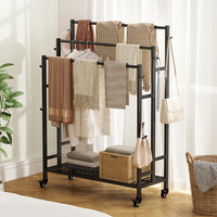 Étagère de rangement mobile à 3 niveaux en métal moderne pour serviettes, couvertures et draps, avec panier de rangement et support de séchage
