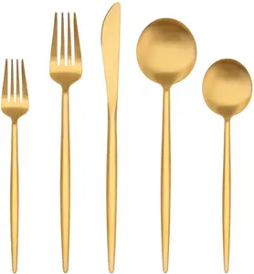 Wholesale new stainless steel brass gold plated flatware wedding 4pc 5pc cutlery set 20 piece dinnerware set