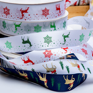 Pita Natal Mewah Cetak Transfer Panas 25mm Dekorasi Santa Claus, Kepingan Salju, Pohon, dan Rusa untuk Hadiah Natal, Buatan Pabrik - Product Image 4