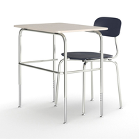 Ensemble bureau et chaise en plastique thermoformé rigide pour écolier, avec structure métallique, fabriqué en Chine