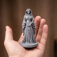Figurine de déesse à capuche imprimée en 3D sur mesure, statue de dame gothique miniature, décoration d'intérieur, sculpture de personnage fantastique, blanc, DIY