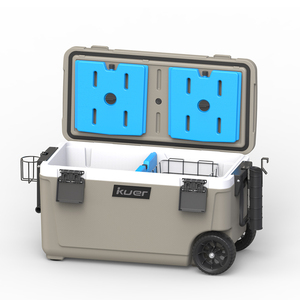 Kuer 70QT Lunch Insulated Blow Molded Plastic <b>Ice</b> Chest Trolley <b>Cooler</b> <b>Box</b> Outdoor With Wheels for Car Camping BM-A-70 Large Coo - Product Image 4