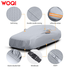 Funda para coche Woqi para coches compactos, color plateado, impermeable, protección UV, transpirable, tela de tres capas, uso interior y exterior - Product Image 4