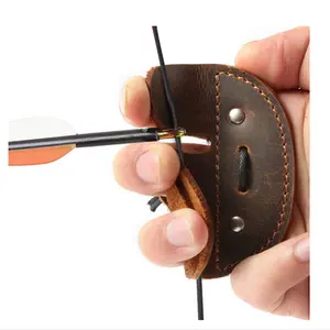 Protège-doigts en cuir véritable avec nœud réglable, protège-doigts, protection de tir à l'arc