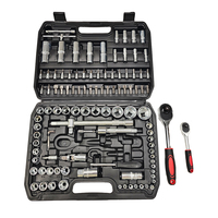 Jeu de douilles et de cliquets d'entraînement 1/4 "et 3/8", jeu d'outils 108 pièces SAE et douilles métriques, profondes et standard