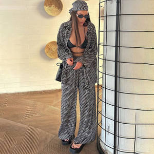 IHOOV Satin Relaxed Shirt Top Damen hose 2-teiliges Set Damen bekleidung - Product Image 1