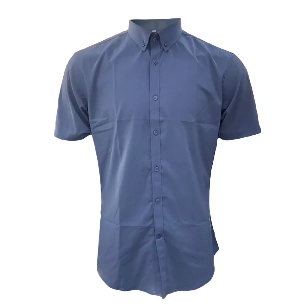 Custom OEM Mens Fashion Daily Casual Shirt Short Sleeve Button Down Collar Shirt Regular Fit Solid Office Shirts