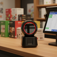 Promotion Exceptionnelle CX70 : Lecteur de Codes-Barres Filaire 1D/2D de Bureau Mains Libres Omnidirectionnel pour Supermarché