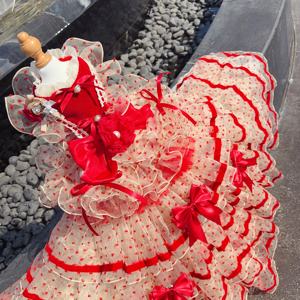 Vestido tutú rojo de lunares finos con cola desmontable, ropa formal original <span class=keywords><strong>y</strong></span> adorable para mascotas - Product Image 5