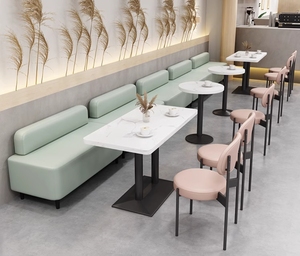 Nouvelle conception élégante de bancs de <span class=keywords><strong>restaurant</strong></span>, ensembles de table à manger en marbre et de chaises en métal, ensembles de canapés pour café, hôtel, salon de thé - Product Image 1