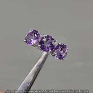 Purple Amethyst Diamond & Pearl 925 Sterling <b>Silver</b> Half <b>Eternity</b> <b>Ring</b> Fine Jewelry with Triple Gemstone February Birthstone - Product Image 6