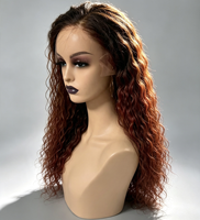Perruques Lace Front HD transparentes en cheveux humains, couleur Ombré Bourgogne, haute densité, cheveux humains bruts originaux, en stock usine