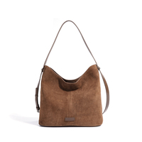 Sac à bandoulière Hobo en cuir suédé véritable de qualité supérieure pour femme, sac seau rétro de luxe en velours, sac à main bandoulière avec sangle réglable