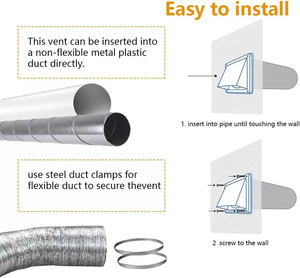 Ventilation murale électrique carrée de 5 pouces (125 mm) en acier inoxydable 304 avec couvercle carré et <span class=keywords><strong>clapet</strong></span> anti-retour pour utilisation en extérieur (salle de sport) - Product Image 5