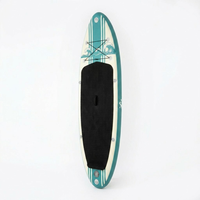 Planche de SUP gonflable en PVC OEM Teal Wave Print à 3 ailerons, 10 pieds, polyvalente pour le lac, le yoga et le tourisme, avec kit de pompe à manomètre