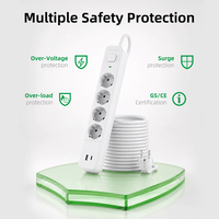 Pheiyon 16A 250V 1.4m Schuko Prizli Çoklu Priz 4 Çıkışlı USB PD Şarj Cihazlı IP20 PP Malzemeli Endüstriyel/Ticari/Hastane Kullanımı İçin