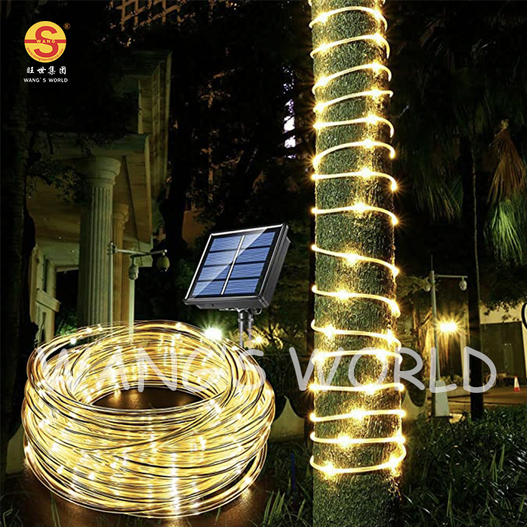 Corde solaire à LED pour Festival en plein air, décoration d'arbre de vacances, lumière de corde de jardin