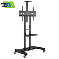 Troli TV Mobile KLC-180, Stand TV Mobile yang Dapat Disesuaikan, Stand Lantai yang Dapat Disesuaikan untuk Ketinggian 1350-1650mm