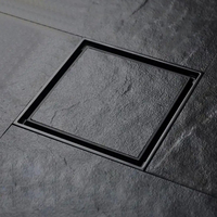 Bonde de sol carrée en acier inoxydable anti-odeur avec grille d'insertion pour carrelage, finition brossée, pour salle de bain et douche