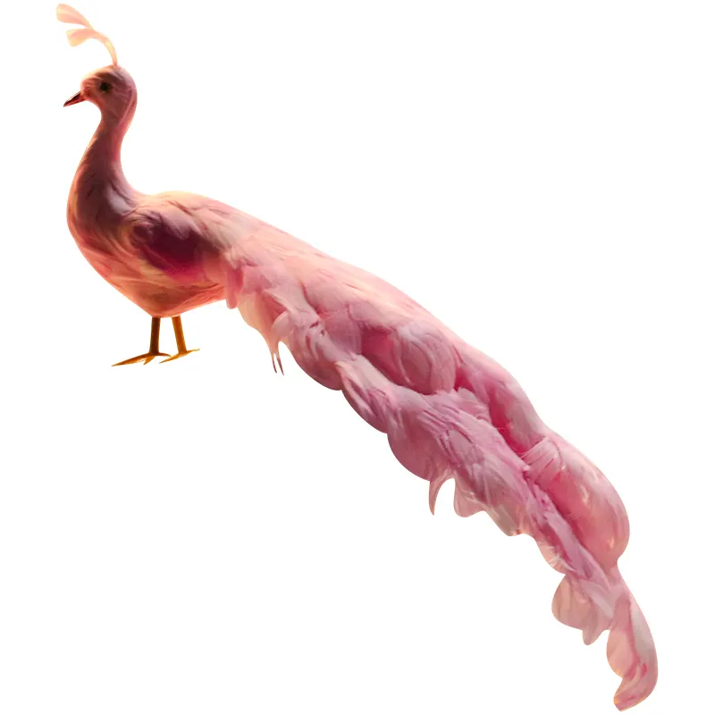 Sculpture d'art d'animal artificiel de taille réelle, décoration de noël, plume d'oiseau de paon