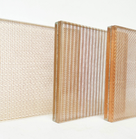 Panneaux de verre laminé à motif personnalisable avec intercouche en maille métallique, écran tissé en acier inoxydable et cuivre, découpe et pliage