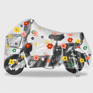 Housse transparente pour scooter électrique en Peva, motif de fleurs de dinosaure, coupe-vent, imperméable, anti-poussière, anti-soleil, petite taille 1.8m, grande taille 2.2m - Product Image 2