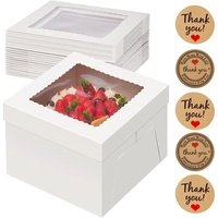 Boîtes à gâteaux carrées en carton blanc de 8''10'' 12''14'' recyclables et sans danger pour les aliments avec fenêtre, fournitures de décoration de gâteaux, cadeaux