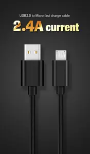 Siyah TPE 1M mikro V8 USB 2.4A hızlı şarj kablosu Data Sync Cabo mikro 5Pin USB 2.0A Kabel için xiaomi Huawei onur
