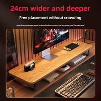 E-Sports Room Houten desktopcomputermonitor en laptop Verhoogd opbergrek Verlichte beugel (lichtbruin/zwart) 100x20x9cm