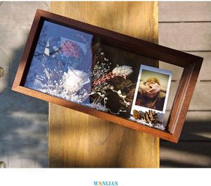 Thêm sâu tre hoa bóng hộp với sắt kim loại khung hoa khô hiển thị hình ảnh cho Nhà tưởng niệm khung ảnh bằng gỗ - Product Image 6