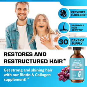 น้ำยาไบโอติน OEM พร้อมคอลลาเจนและเคราตินเจริญเติบโตของเส้นผมและอาหารเสริมความแข็งแรงของเล็บสูตรวิตามินเหลวดูดซึมได้อย่างรวดเร็ว - Product Image 4