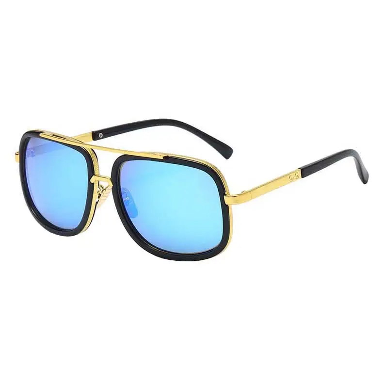 2023 Fashion Rectangle Colorful Lens Sunglasses Men Metal Fashion Square Driving Outdoor Sunglasses Men Custom Logo