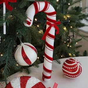 Adornos Navideños LINGKAI, Bastones de Caramelo Rojos y Blancos con Brillantina, Colgantes de Piruleta para Decoración de Árboles de Navidad y Fiestas - Product Image 5