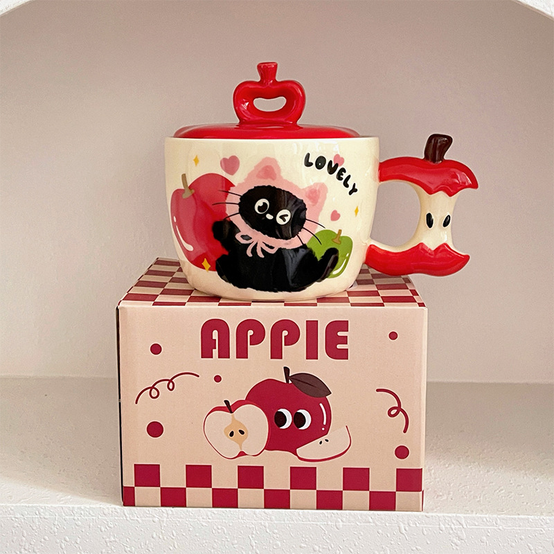 Tasse chat pomme rouge