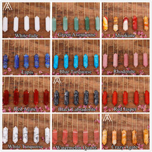 Collar con Colgante de Cristal Chapado en <span class=keywords><strong>Oro</strong></span>, Punto de Cristal Curativo, Chakra Reiki, Piedra Natural Hexagonal de Doble Punta para Bodas y Fiestas - Product Image 3