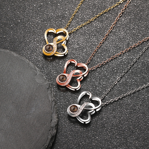 Collana con Ciondolo a Cuore Personalizzabile con Proiezione Foto, Gioielli alla Moda con Zirconi, Trendy '<span class=keywords><strong>I</strong></span> <span class=keywords><strong>Love</strong></span> <span class=keywords><strong>You</strong></span>' per Donne - Product Image 4